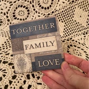 FREE if Bundled - Cork Bottom Coaster "Together Family Love"
